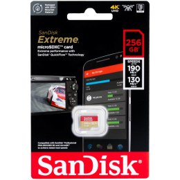 Карта памяти SanDisk Extreme microSDXC 256 ГБ Class 10 UHS-I, A2 190/130 Mb/s