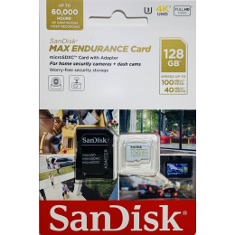 Карта памяти SanDisk MicroSDXC 128 ГБ MAX Endurance Home Security Card  UHS-I U3 100 Mb/s Class 10 + SD адаптер