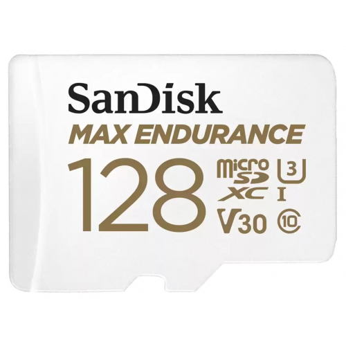 Карта памяти SanDisk MicroSDXC 128 ГБ MAX Endurance Home Security Card Class 10 UHS-I U3, 100 Мб/с + SD адаптер