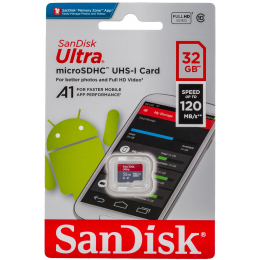 Карта памяти SanDisk Ultra microSDHC 032 ГБ Class 10 UHS-I A1, 120 Мб/с