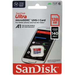 Карта памяти SanDisk microSD 128 ГБ Ultra Class 10 UHS-I A1, 140 Мб/с