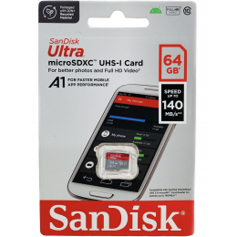 Карта памяти SanDisk microSD 064 ГБ Ultra Class 10 UHS-I A1, 140 Мб/с