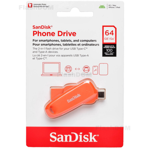 Флеш накопитель SanDisk 064 ГБ Phone Drive for Android (Nasturium Orange)