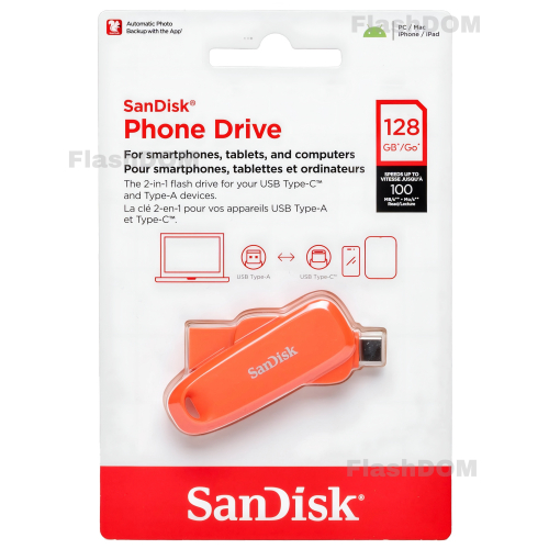 Флеш накопитель SanDisk 064 ГБ Phone Drive for Android (Nasturium Orange)