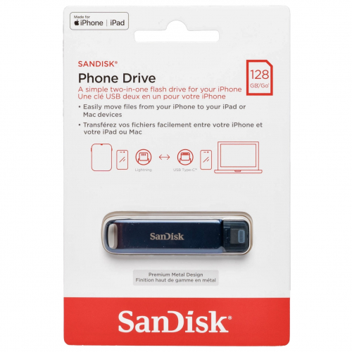 Флеш-накопитель SanDisk 128 ГБ Phone Drive для iPhone Type C + Lightning